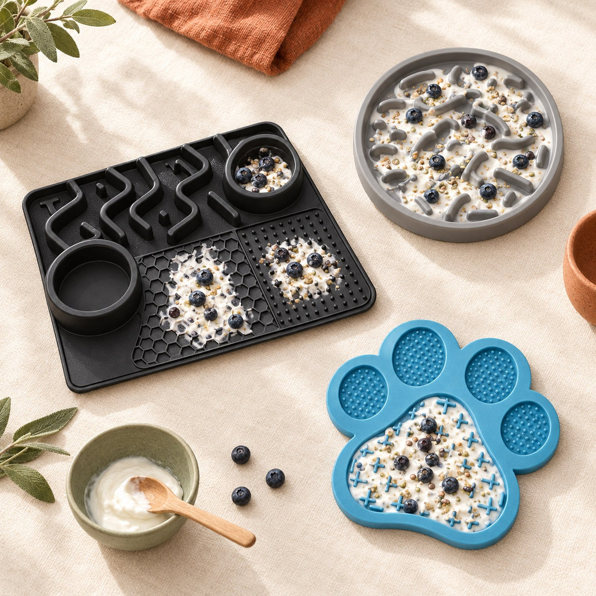 Active Mind Kit: textured lick mat, slow feeder lick plate and suction lick pad for dogs