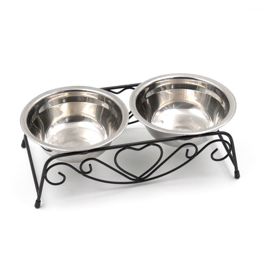 Elevated Double Stainless Steel Bowl Stand