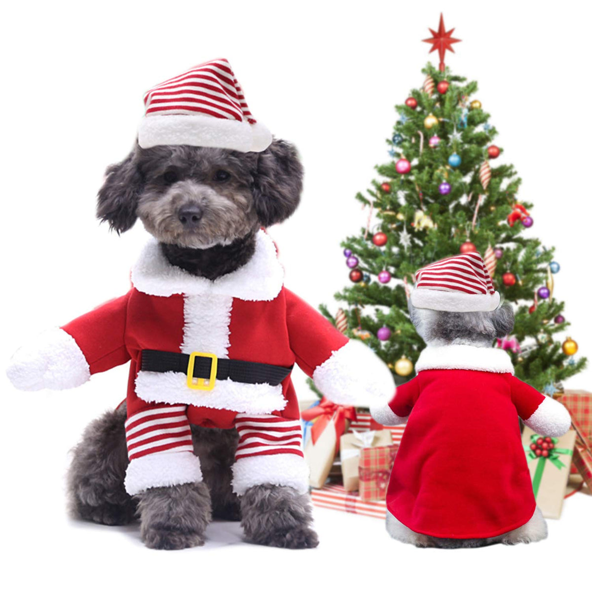 Santa Claus Dog Costume — Funny Christmas Pet Outfit, Machine Washable